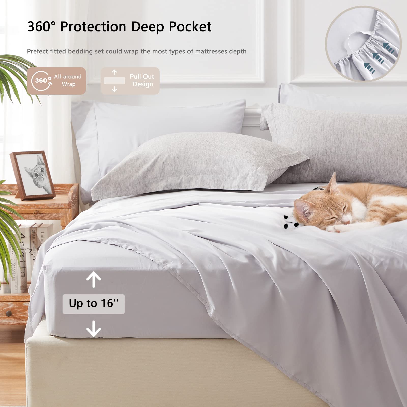 Unilibra King Comforter Set 7 Pieces Bed In A Bag - Grey King Soft Bedding Set For All Seasons - Cationic Dyeing Bed Comforter Sets With Comforter, Flat Sheet, Fitted Sheet, Pillowcases & Shams