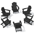 Kingyes Folding Adirondack Chair Set Of 6, Hdpe All-Weather Folding Adirondack Chairs, Outdoor Patio Adirondack Chair For Deck Lawn Fire Pit, Black