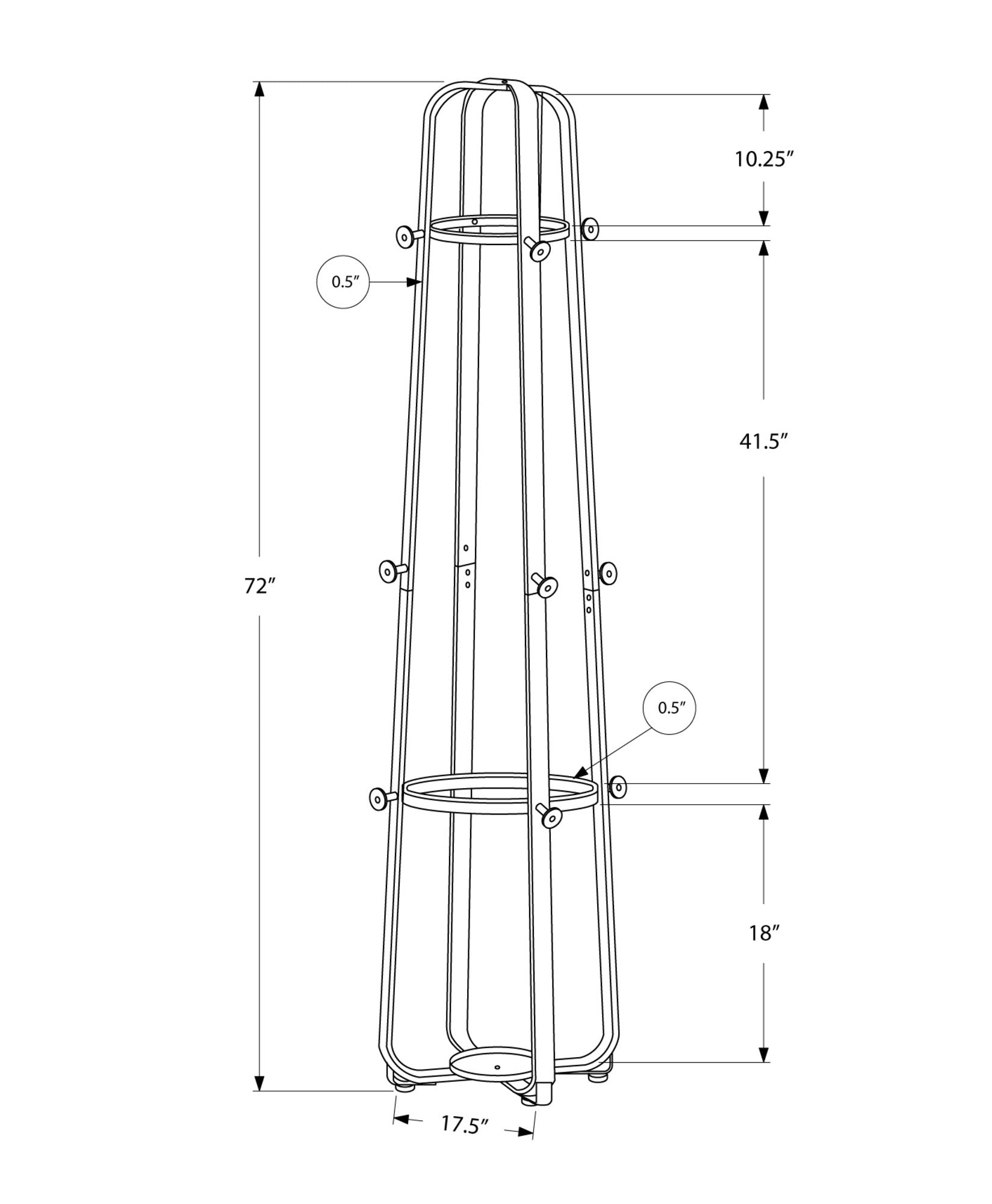 Monarch Specialties 2053, Hall Tree, Free Standing, 12 Hooks, Entryway, 72' H, Umbrella Holder, Bedroom, Metal, White, Contemporary, Modern Coat Rack