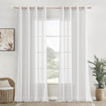Homemonde Solid Sheer Curtain Set Of 4 Door 8 Feet, Linen Textured Plain Sheer Door Curtain For Home Decor, Hangs Elegantly With