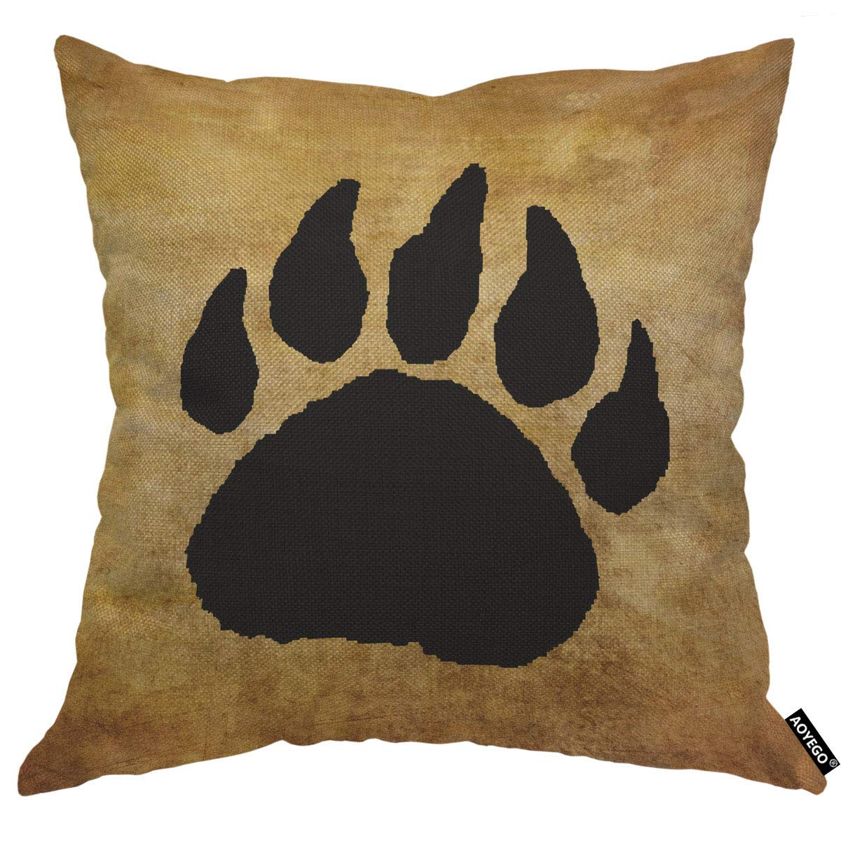 Aoyego Bear Paw Print Throw Pillow Cover Footprint Claws Evidence Find Forest Animal Grizzly Large Search Pillow Case 18X18 Inch