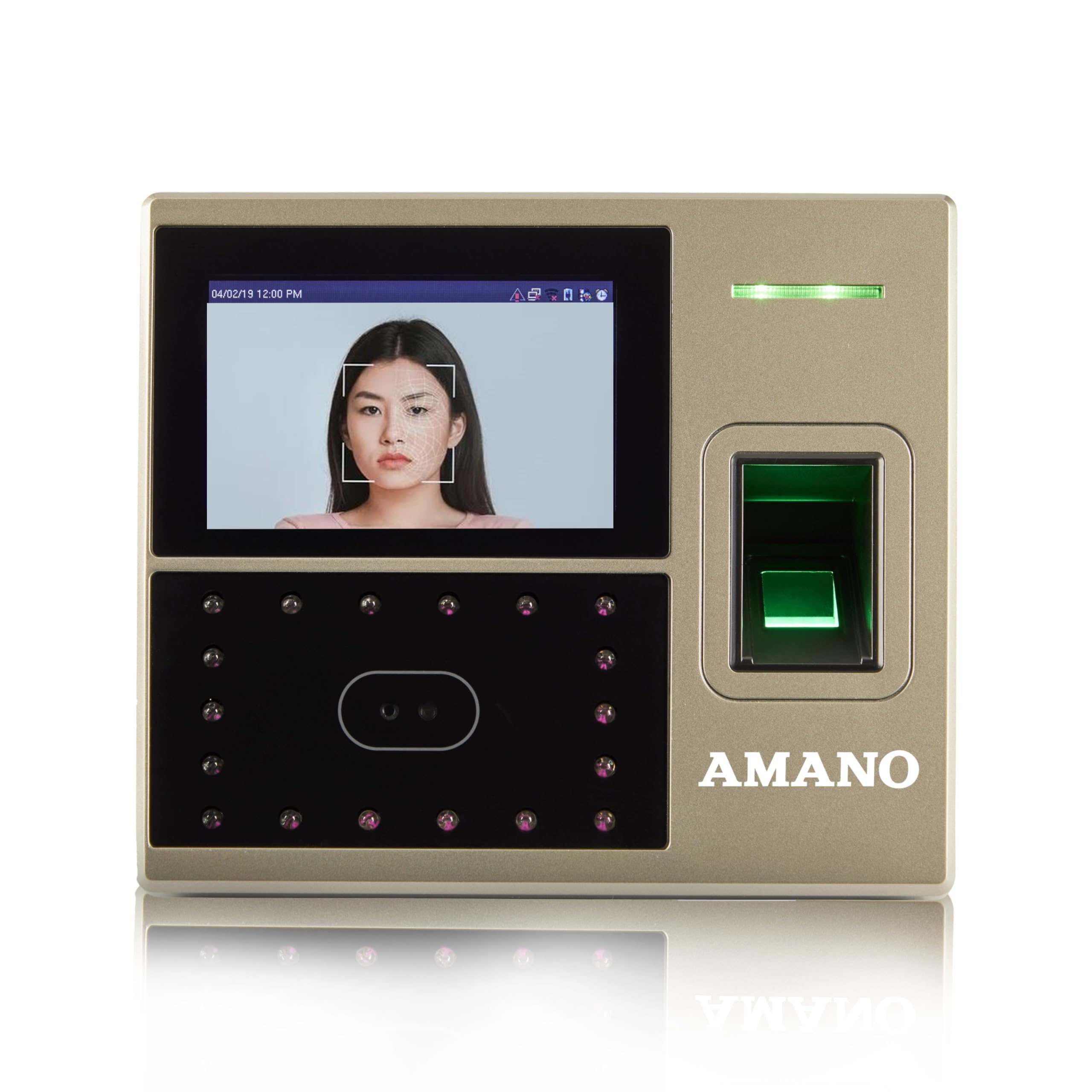 Amano Afr-200 Facial Recognition Biometric Touchscreen Time Clock, Finger Scan + Rfid + Pin Punching In One, Requires Monthly Cl