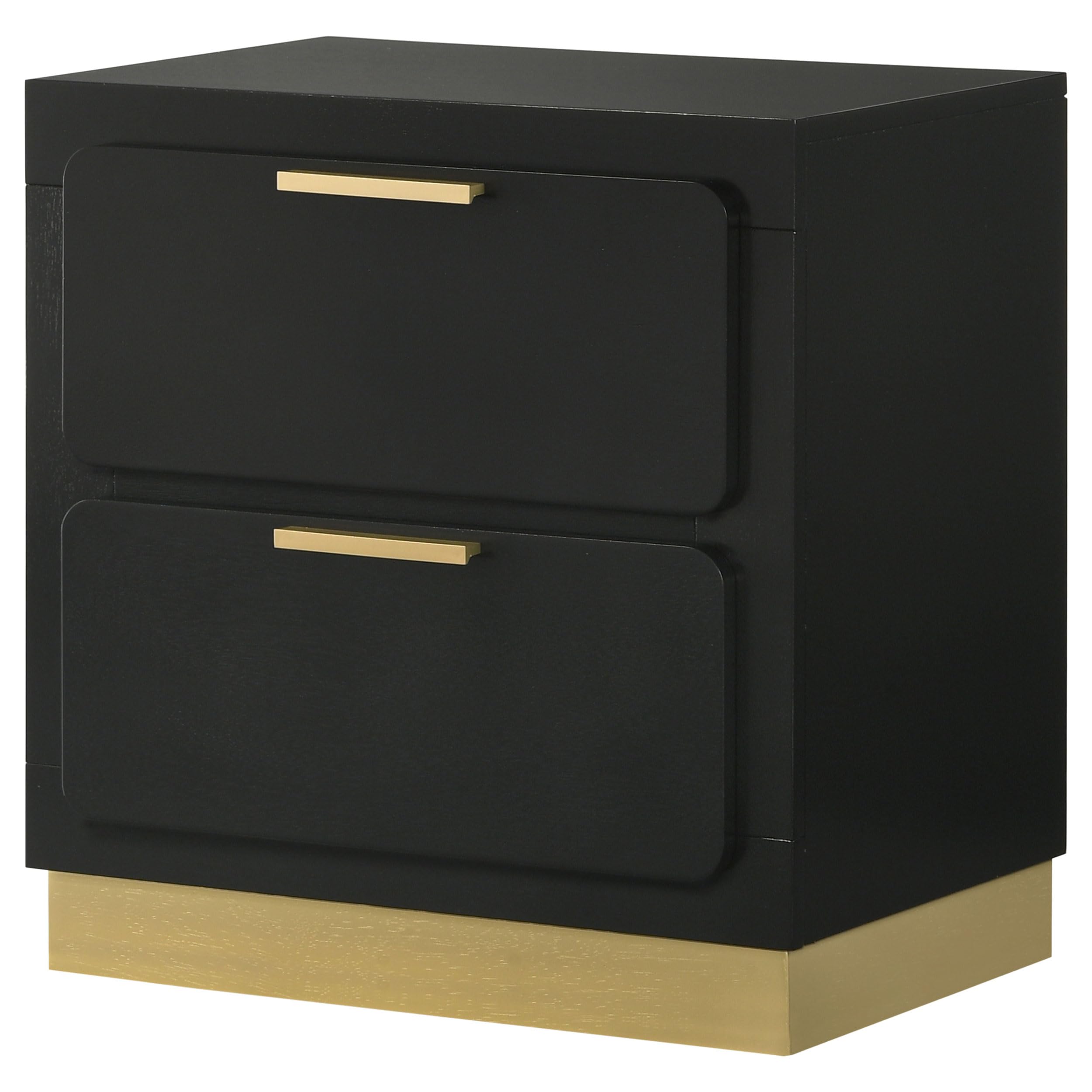 Coaster Home Furnishings Caraway Contemporary Wood 2-Drawer Bedroom Nightstand Bedside Table Organizer Unit Black 224782