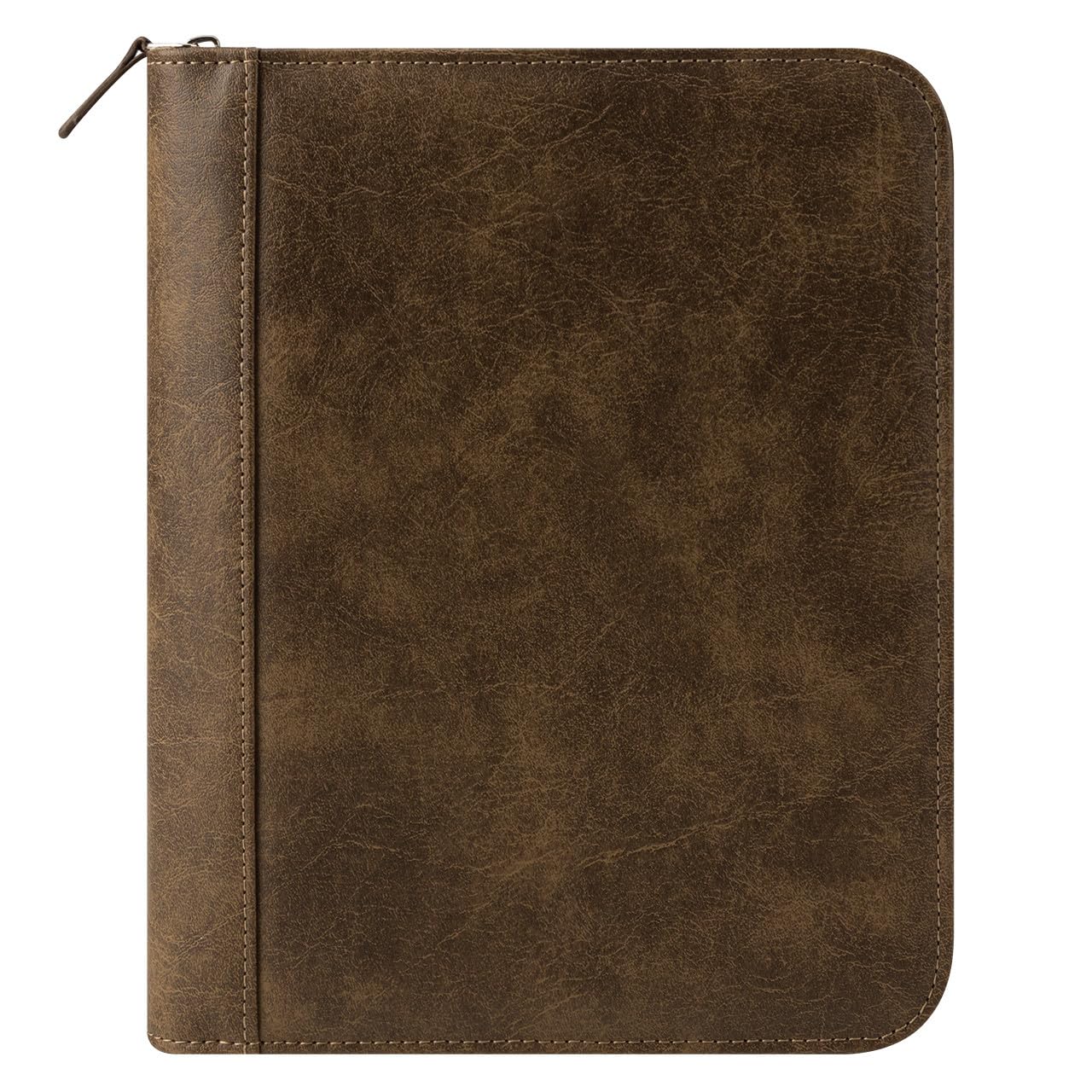 Franklincovey - Fc Basics Binder - Distressed Simulated Leather - Zipper Binder For Planners (Classic, Brown)