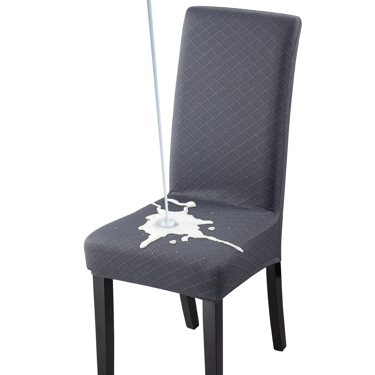 Fuloon Waterproof Dining Chair Covers, Parsons Chair Slipcover, Super Fit Stretch Kitchen Chair Slipcovers, Removable Washable Chairs Seat Cover For Dining Room, Kitchen, Banquet (6 Pack, Dark Grey)
