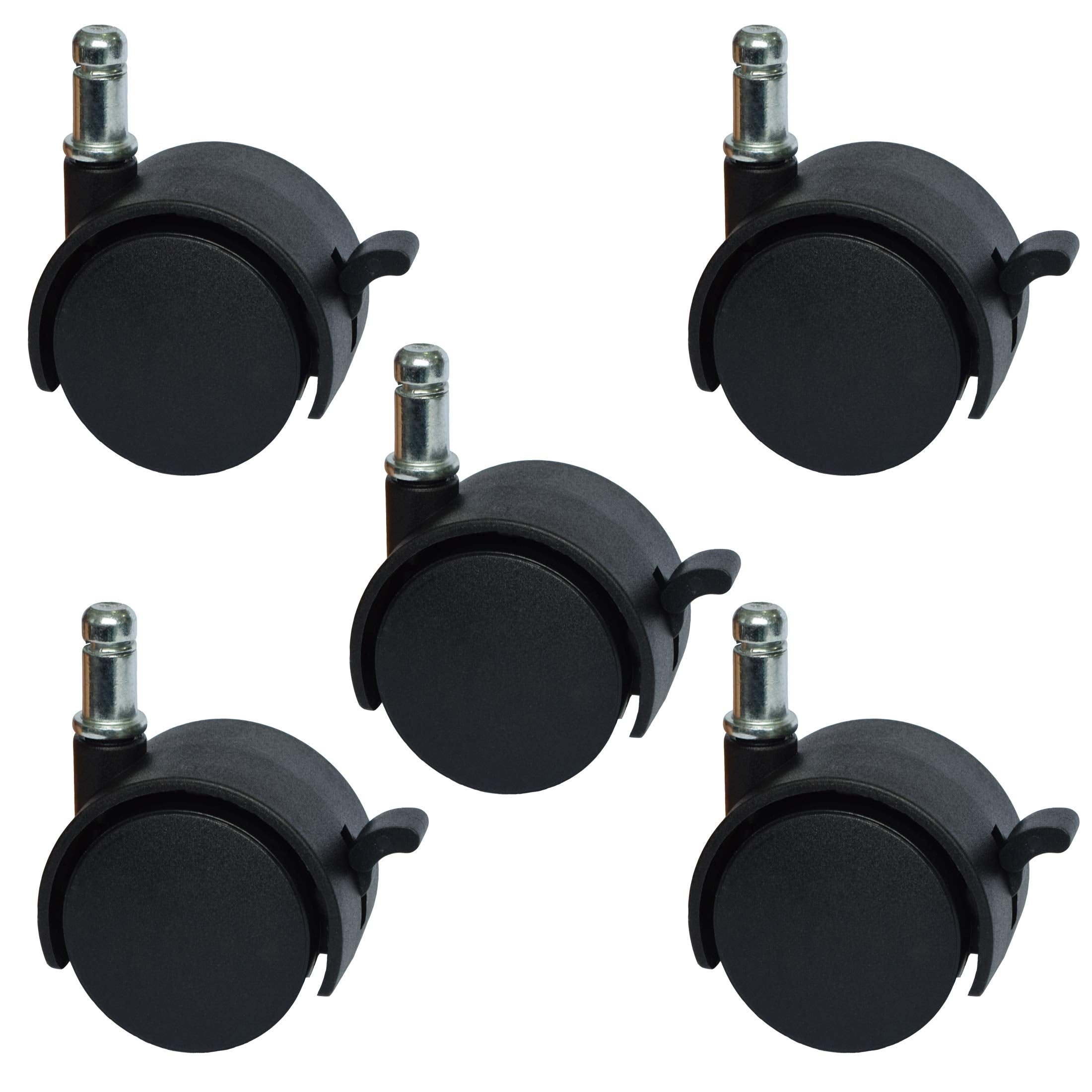 MySit 2'' Replacement Office Chair or Stool Caster Wheels - with Brake (Set of 5)