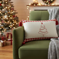 16 Inch X 24 Inch Red And White Lumbar Christmas Tree Plaid Cotton Throw Pillow Cover