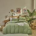 Pureant Sage Green Velvet Comforter Set King Size Light Green Fluffy Bedding Comforter Women Men Solid Green Flannel Quilt Grass