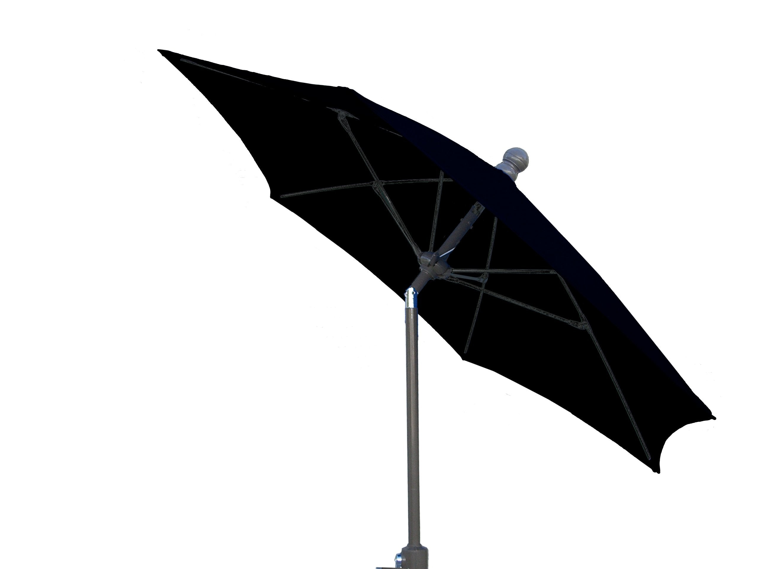 FiberBuilt Umbrellas Patio Umbrella with Push-Button Tilt, 7.5 Foot Black Canopy and Champagne Bronze Pole