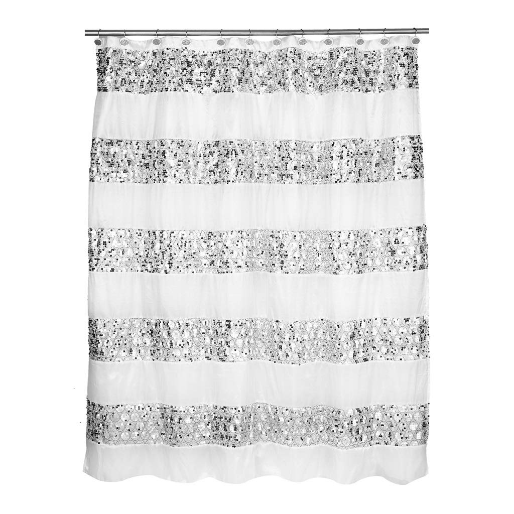 Popular Bath Sinatra Bathroom Shower Curtain Luxury Glamorous Fabric Shower Curtain Modern Shower Curtain Unique Design Bling Wh
