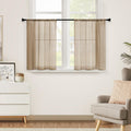 Mrtrees Brown Sheer Curtains 34 X 30 Inch Length Kitchen Tier Short Curtains Light Filtering Rod Pocket Voile Cafe Curtains For