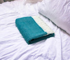 HomeRoots Dark Teal Soft Acrylic Herringbone Throw Blanket