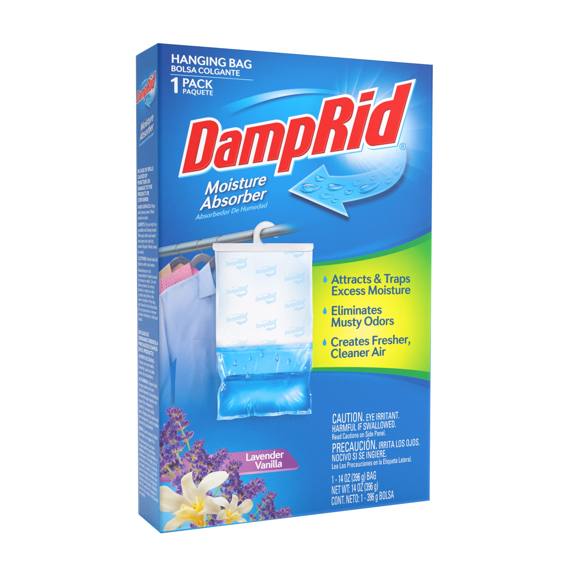 DampRid Lavender Vanilla Hanging Moisture Absorber, For Fresher, Cleaner Air in Closets, 6 Pack