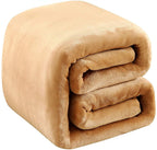 Polar Fleece Blankets Twin Size For The Bed Extra Soft Brush Fabric Super Warm Sofa Blanket 66' X 90'(Camel Twin)