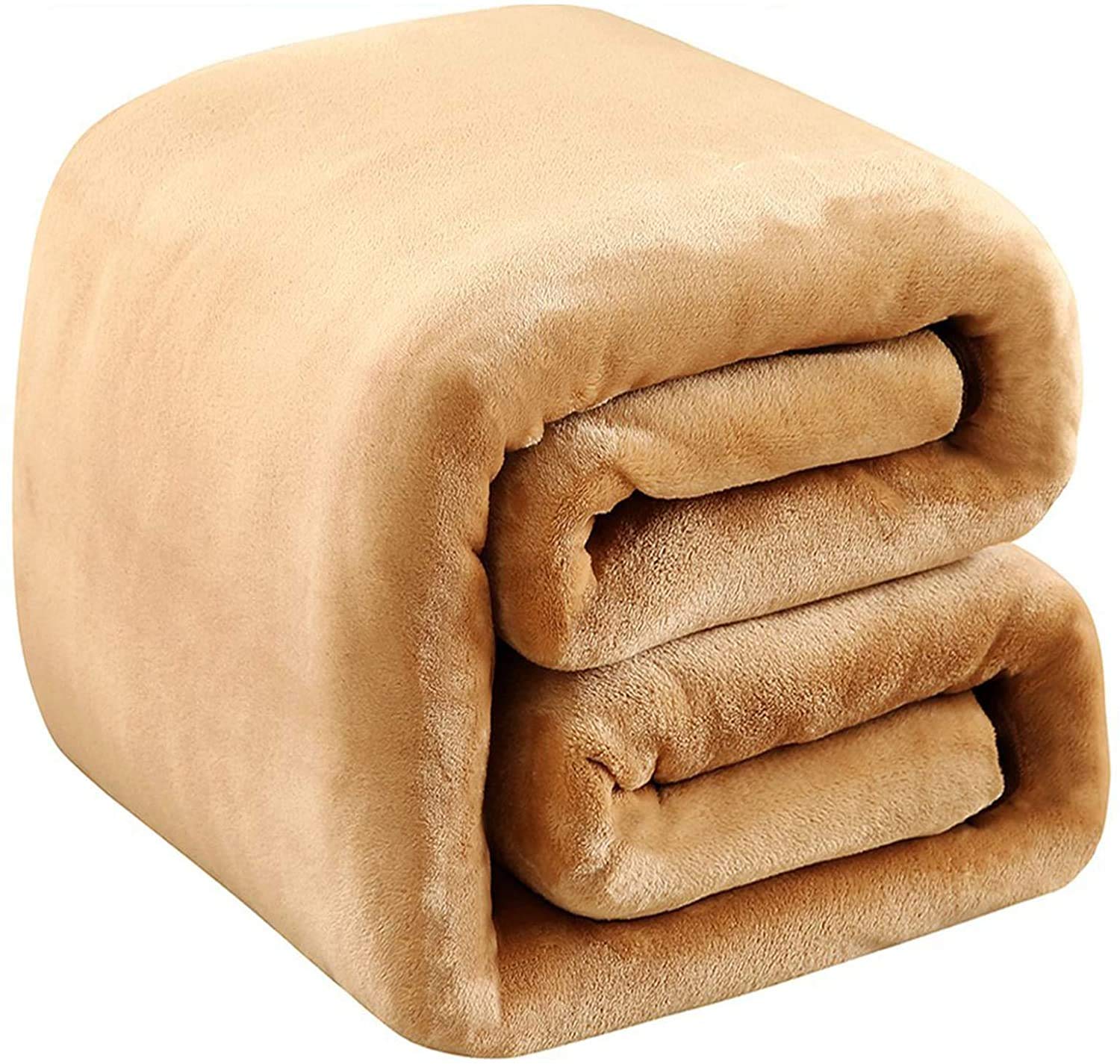 Polar Fleece Blankets Twin Size For The Bed Extra Soft Brush Fabric Super Warm Sofa Blanket 66' X 90'(Camel Twin)
