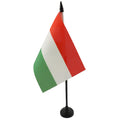 Hungary Table Flag 4' X 6' - Hungarian Desk Flag 15 X 10 Cm - Black Plastic Stick And Base - Az Flag