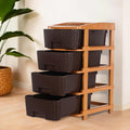 Heart Home 4Layer & 55 Ltr Plastic Drawer Storage Organiser | Modular Kitchen & Toy Organizer For Kids Room | Chocolate Brown