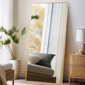Beauty4U 71  x 32  Large Full Length Mirror with Stand, Gold Wall Mounting Full Body Mirror, Metal Frame Full-Length Tempered Mi