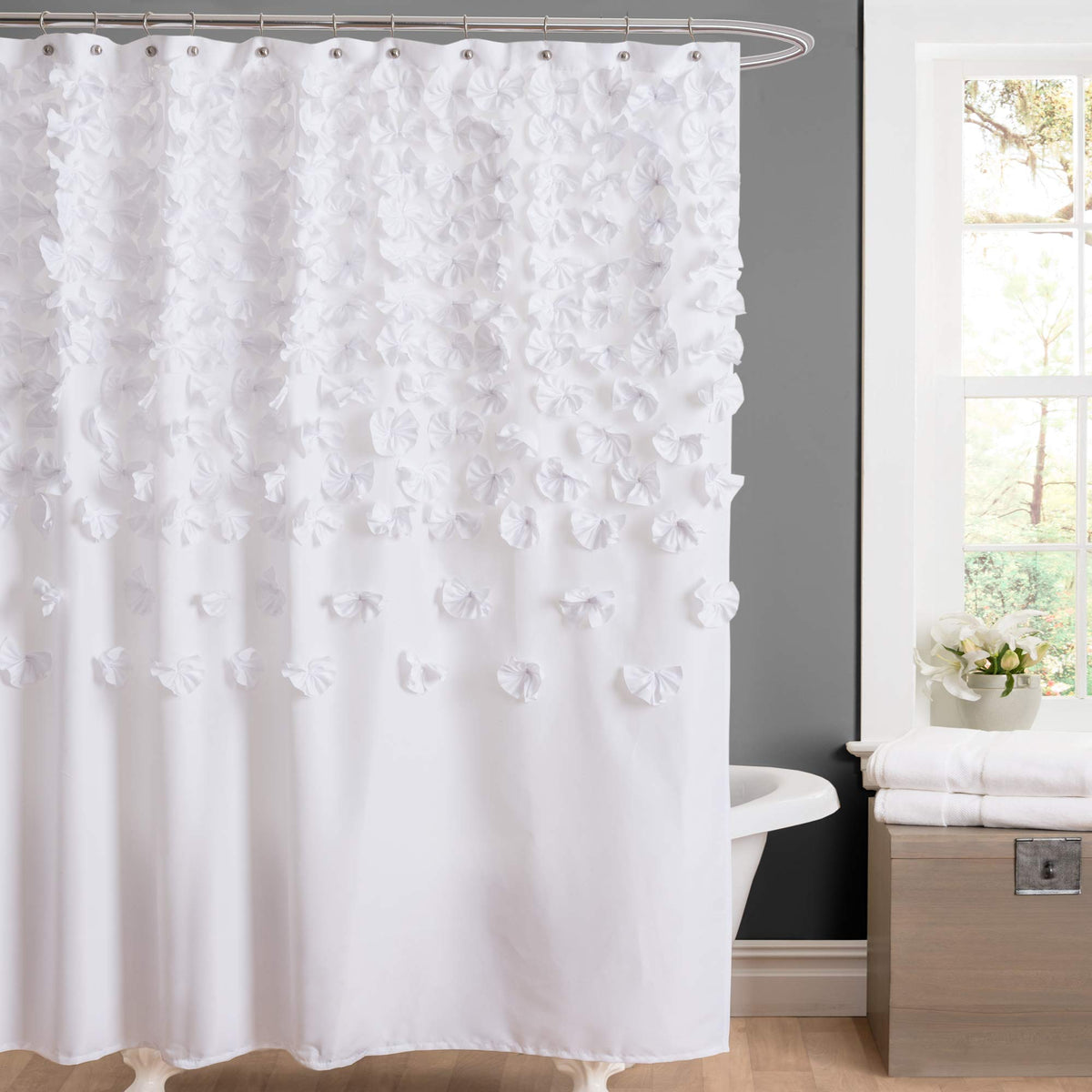 Lush Decor Lucia Shower Curtain, 72' X 72', White