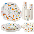 Jinei 100 Pcs Dog Theme Birthday Party Decorations Dog Prints Paper Plates Napkins Cups Tableware Set Disposable Dinnerware Serv