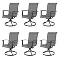 Grand Patio Outdoor Swivel Dining Chairs 6-Piece Patio Dining Chair Set Mesh Sling Patio High Back Swivel Rockers, Black & Grey Plaid