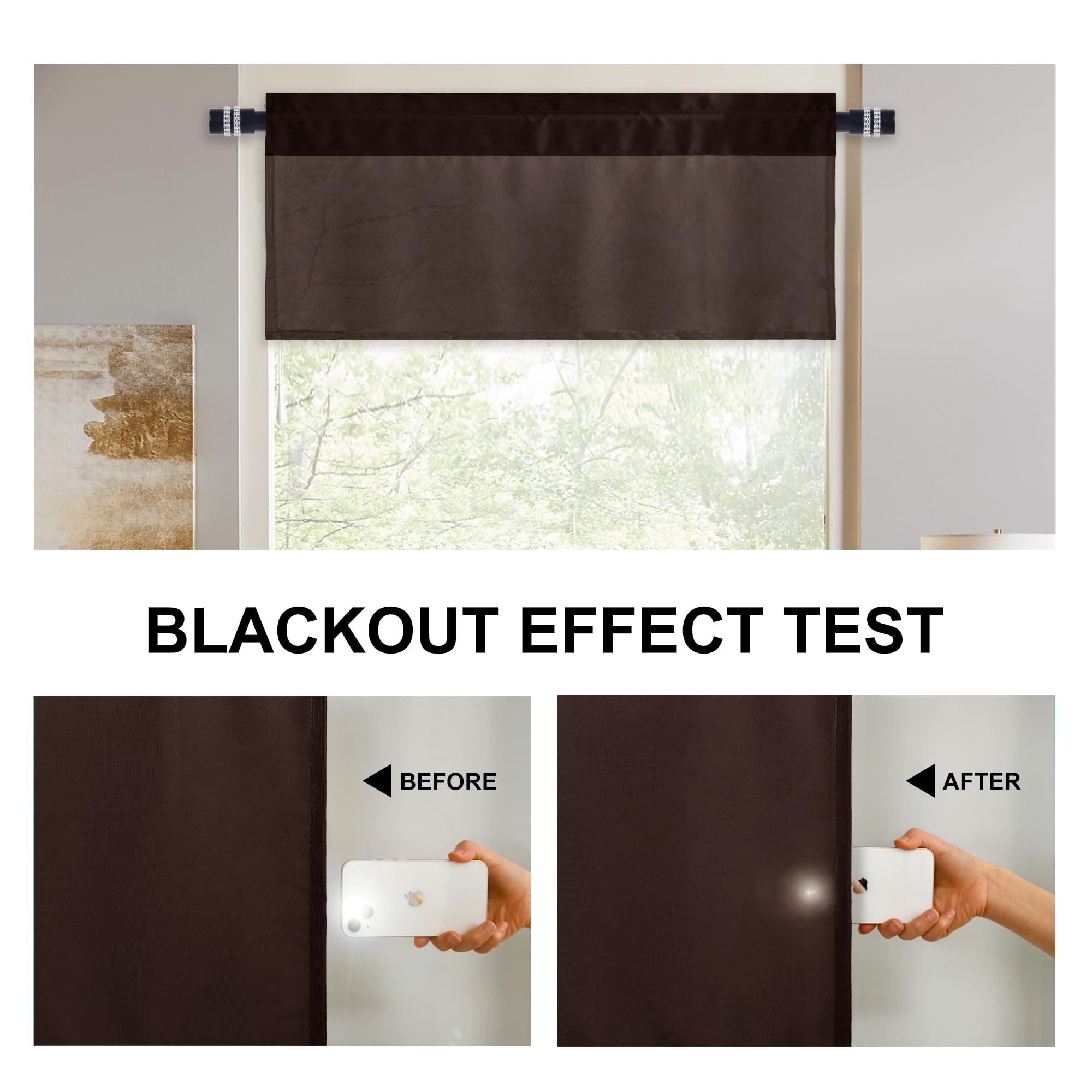 Dwcn Basement Window Curtain Valance, Kitchen Valance 18 Inch, Rod Pocket Valance For Window Treatment, 1 Panel, 60 X 18 Inch, C