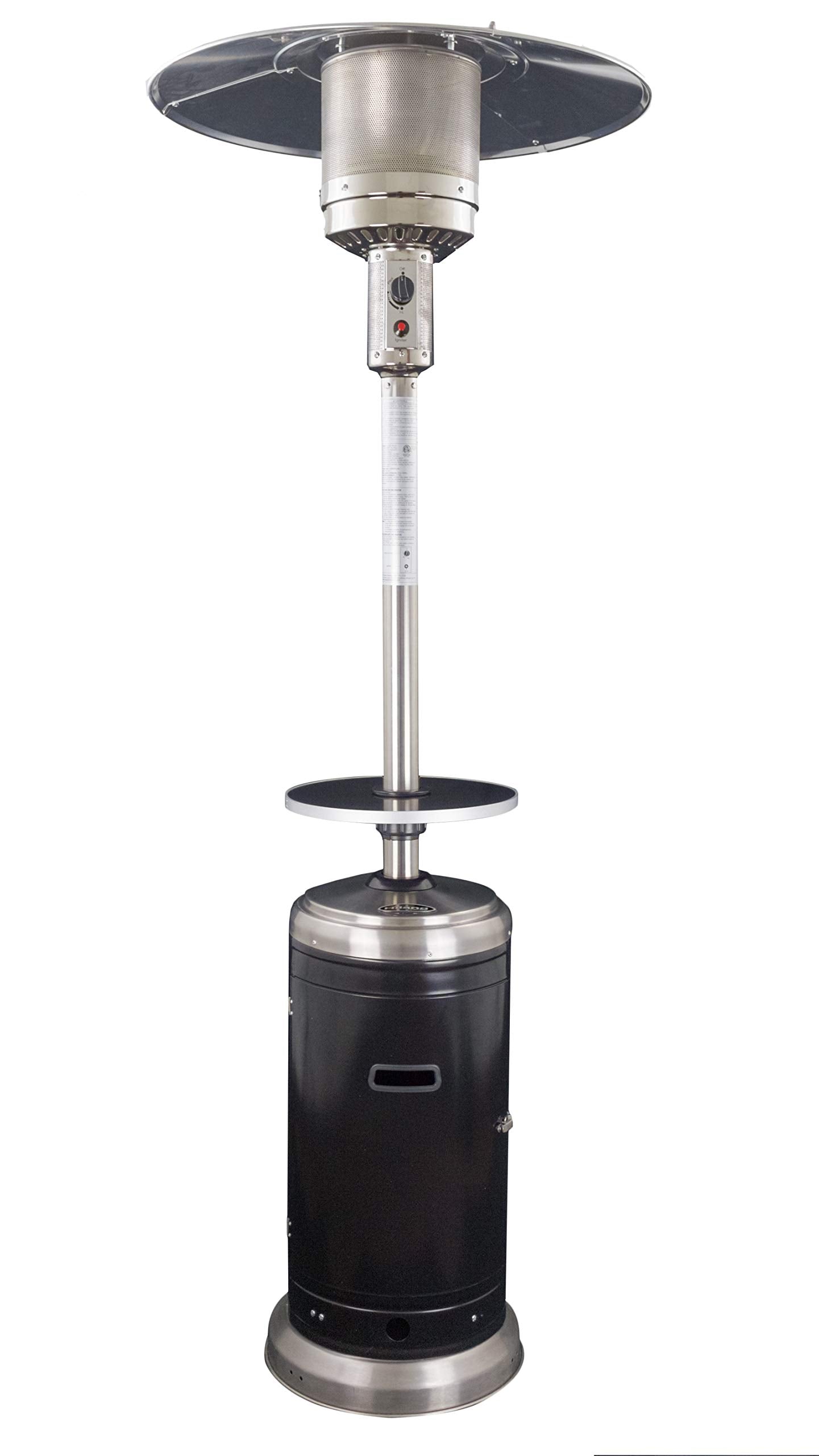 Hiland Hlds01-Ssblt 48,000 Btu Propane Patio Heater With Wheels, Large, Black