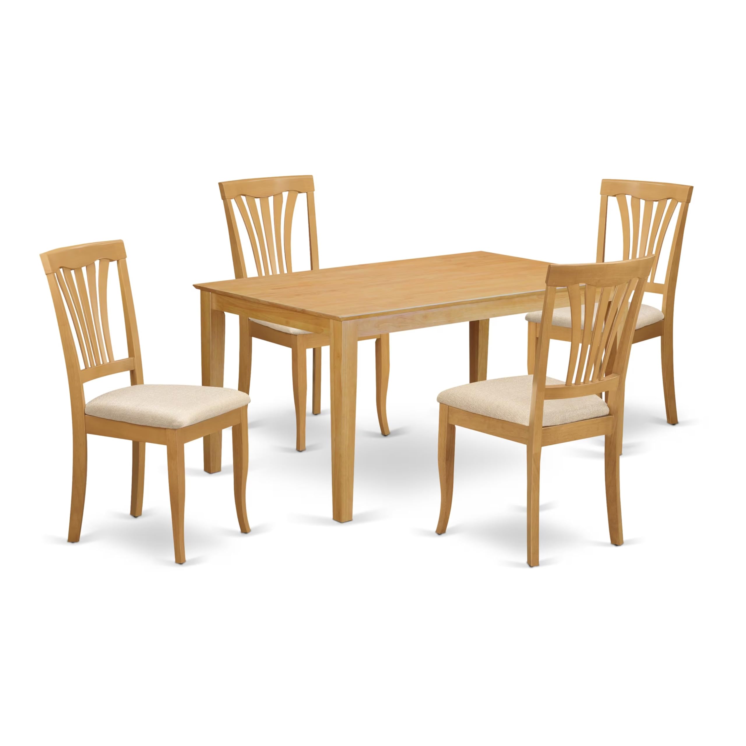 East West Furniture CAAV5-OAK-C 5 Piece Kitchen Table Set for 4 Includes a Rectangle Dining Room Table and 4 Linen Fabric Upholstered Dining Chairs, 36x60 Inch, Oak