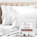 Pizuna Pure 100% Cotton Pillow Cases Queen Size Set Of 2 White, Luxurious 400 Thread Count Long Staple Cotton Sateen With Stylis