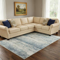 9 X 12 Blue Red And Gray Abstract Washable Area Rug