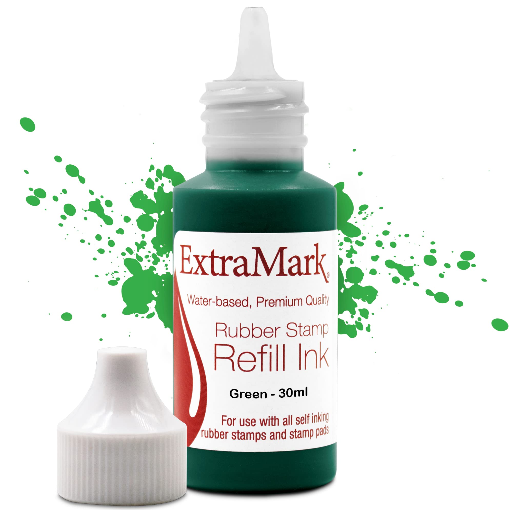 Extramark Premium Stamp Refill Ink For Self-Inking Stamps And Stamp Pads, 30 Ml, Green Color Ink.