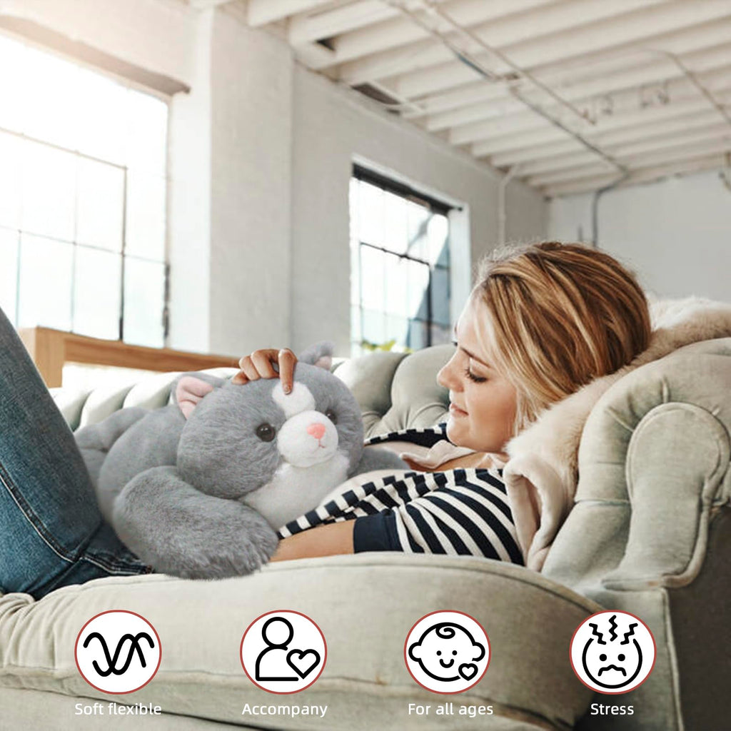 Niuniudaddy 23.6' | 5 Pounds Grey Cat Weighted Stuffed Animals, Cute Weighted Plush Pillow Comfort Big Large Weighted Pillow Pl