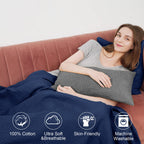 Phf 100% Cotton Waffle Weave Throw Blanket 50'X60'-Lightweight Washed Soft Breathable Blanket For Adults And Kids-Perfect Blanket Layer For Couch Bed Sofa-Elegant Home Decoration-Navy Blue