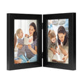 Golden State Art, 5x7 Double Hinged Picture Frame, Two Photo Folding Frames, for Wedding Family Pictures Collage (Black, Double,