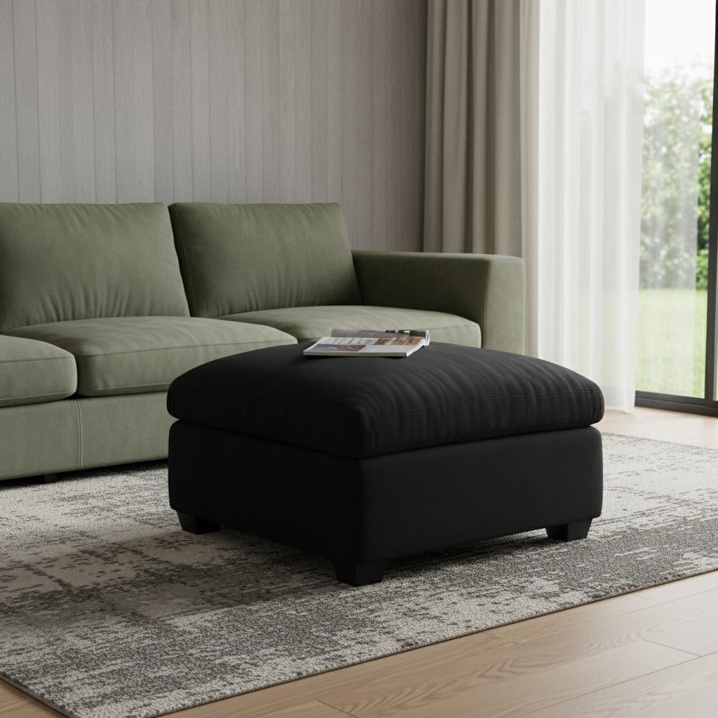 32 Black Velvet Ottoman