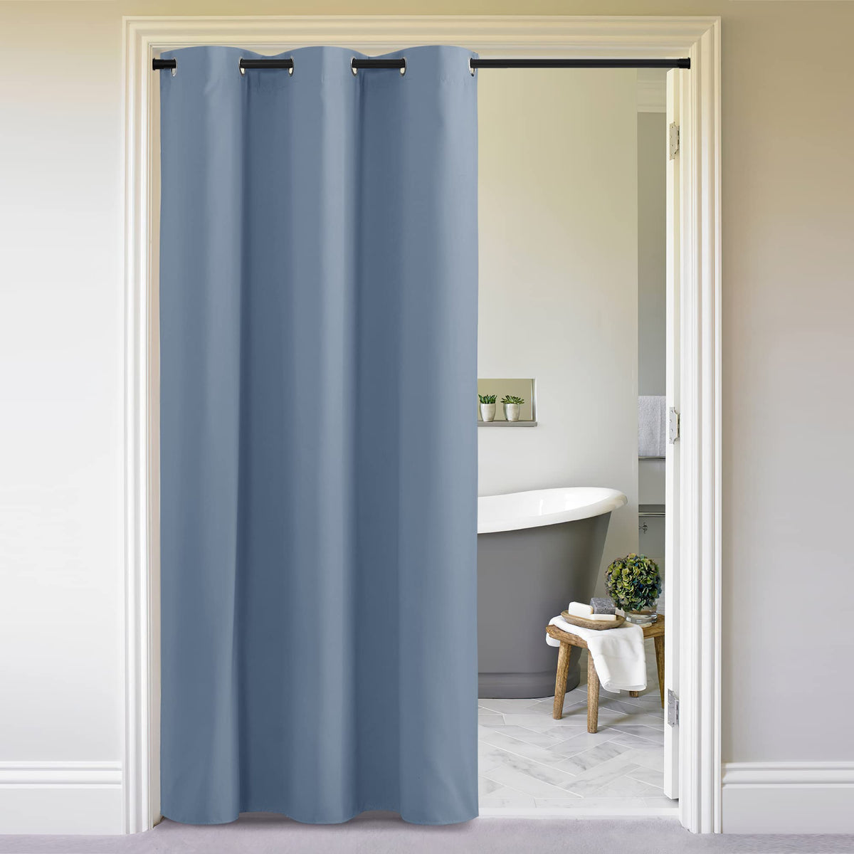 Nicetown Stone Blue Door Curtain For Doorway Privacy, Curtains 84 Inch Length, Room Divider Curtain Cover, Blackout Temporary In