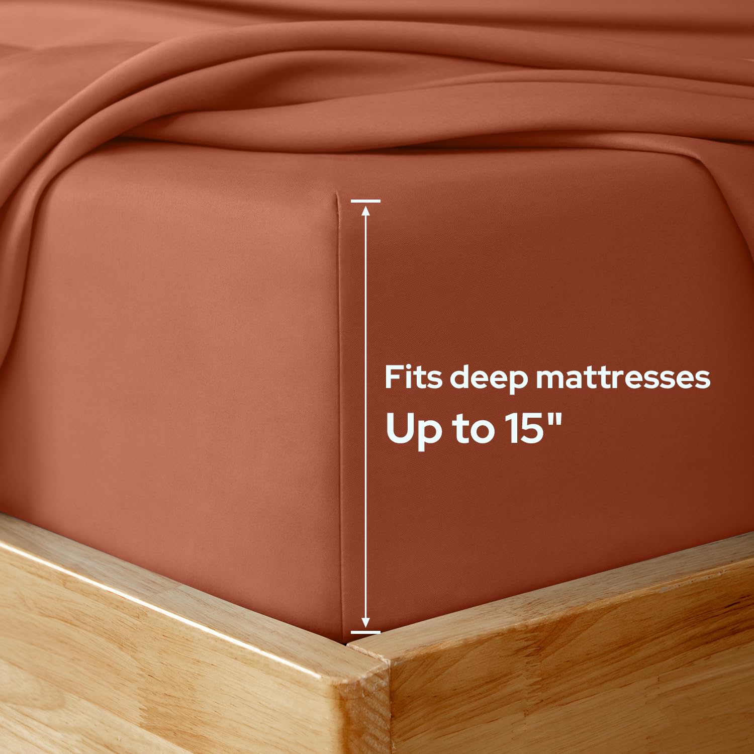 Homeideas Queen Size Terracotta Bed Sheets - 6 Piece Set (Burnt Orange) - Extra Soft Brushed Microfiber 1800 Bedding Rust Sheets, Deep Pocket, Wrinkle & Fade Free