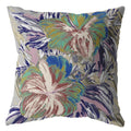 HomeRoots Green On Muted Purple 16â€ Lilac Green Hibiscus Suede Decorative Throw Pillow