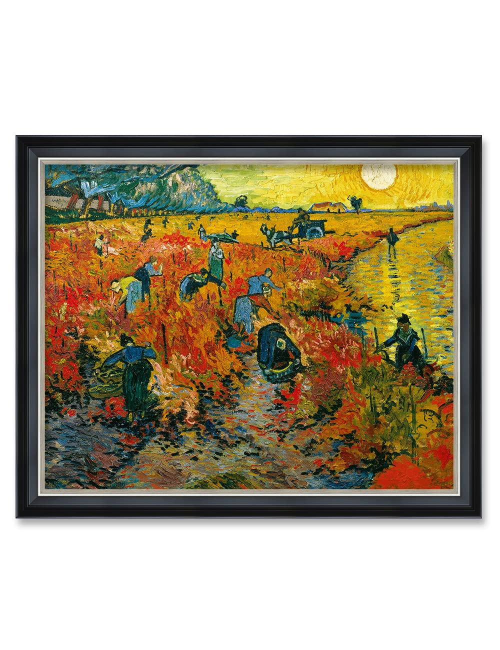 DECORARTS - The Red Vineyards by Vincent Van Gogh. Giclee Print Art Reproduction with matching Solid Wood Frame in Classical Sty