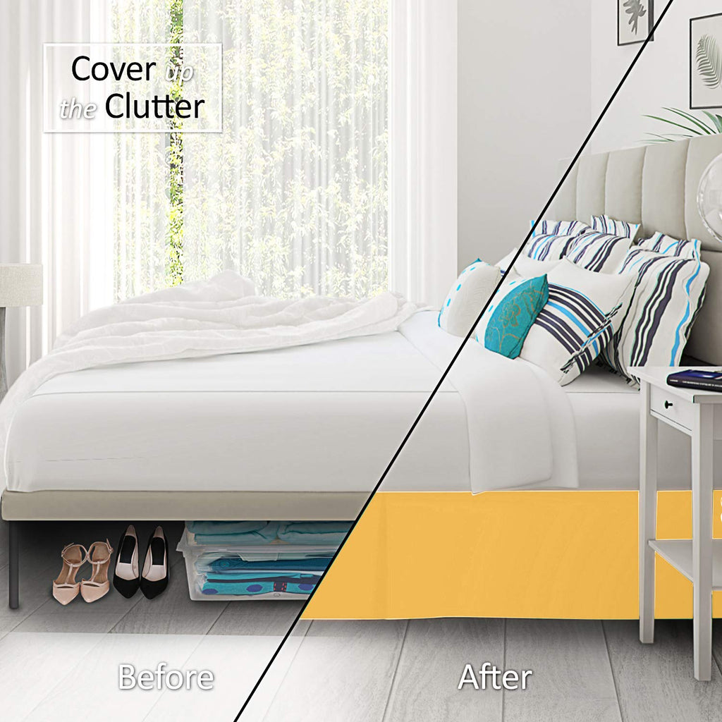 Nestl Yellow Twin Bed Skirt - Twin Size Bed Skirt 14 Inch Drop - Brushed Microfiber Bed Skirts - Hotel Quality Pleated Bed Skirt - Shrinkage & Fade Resistant