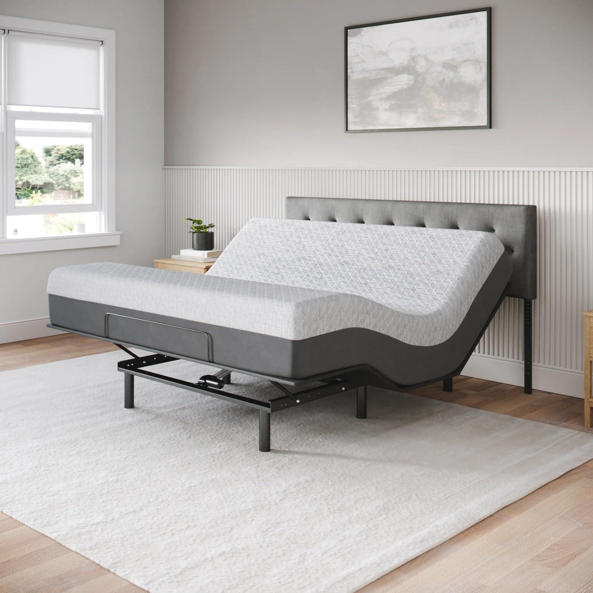 Celestial Sleep Aurora Adjustable Bed Base (Frame) + 12 inch Gel Memory Foam Mattress (Medium Soft), Easy Assembly, Head and Foo
