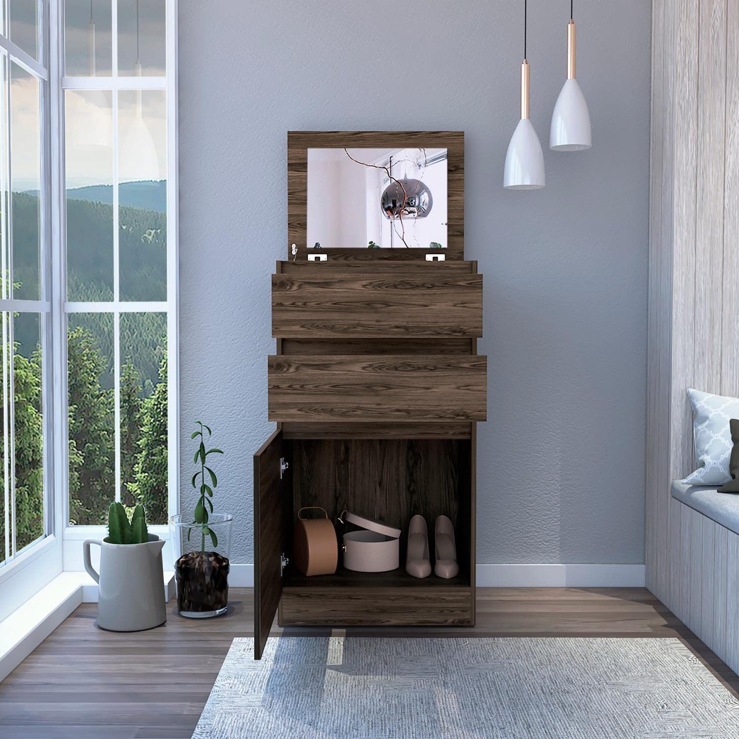 Dresser with Jewelry Box, Mirror, and 2 Drawers