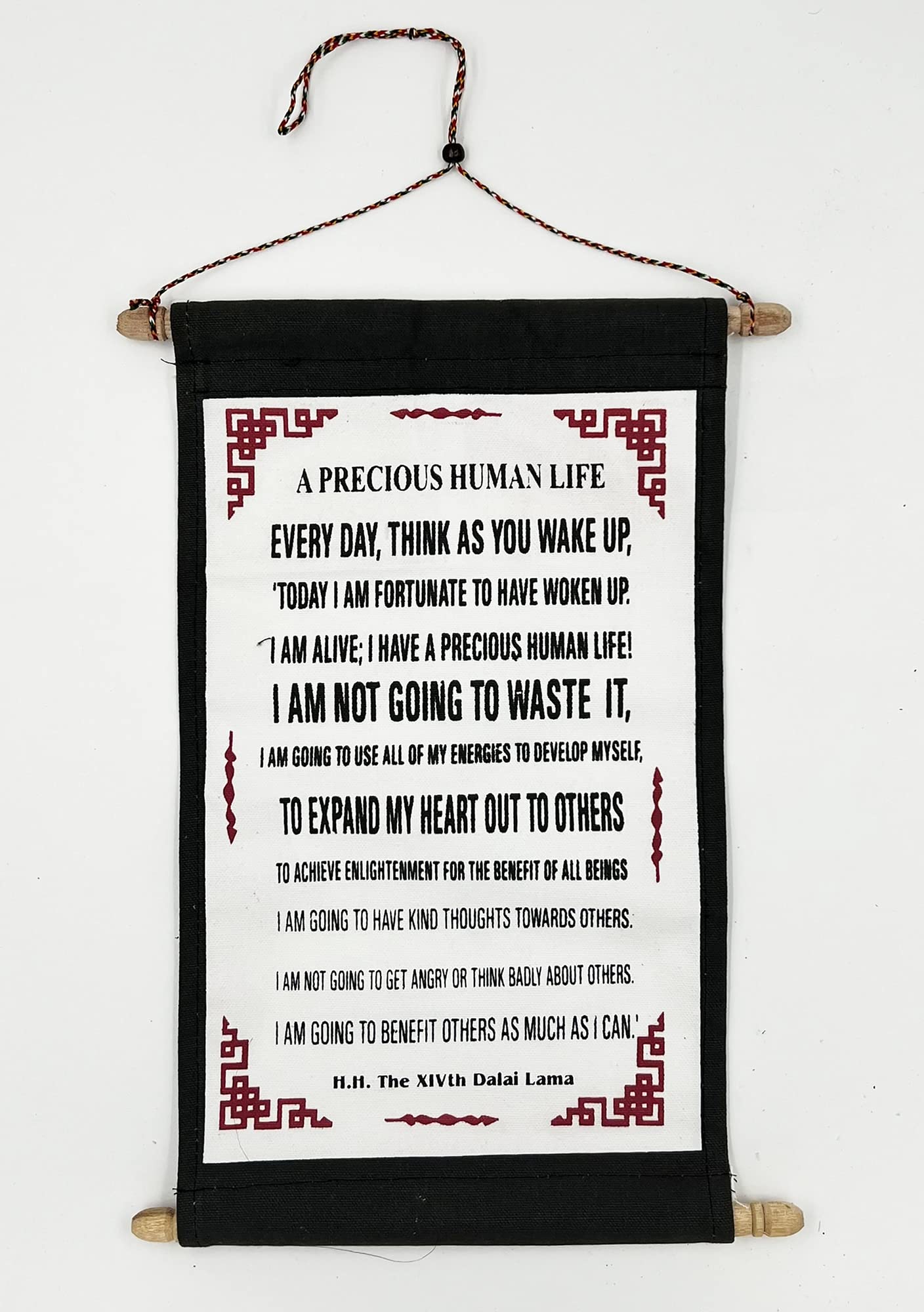 DharmaObjects Dalai Lama Quotes ~ Natural Wooden ~ A Precious Human Life ~ Inspirational Message Wall Decor Hanging (Precious Hu
