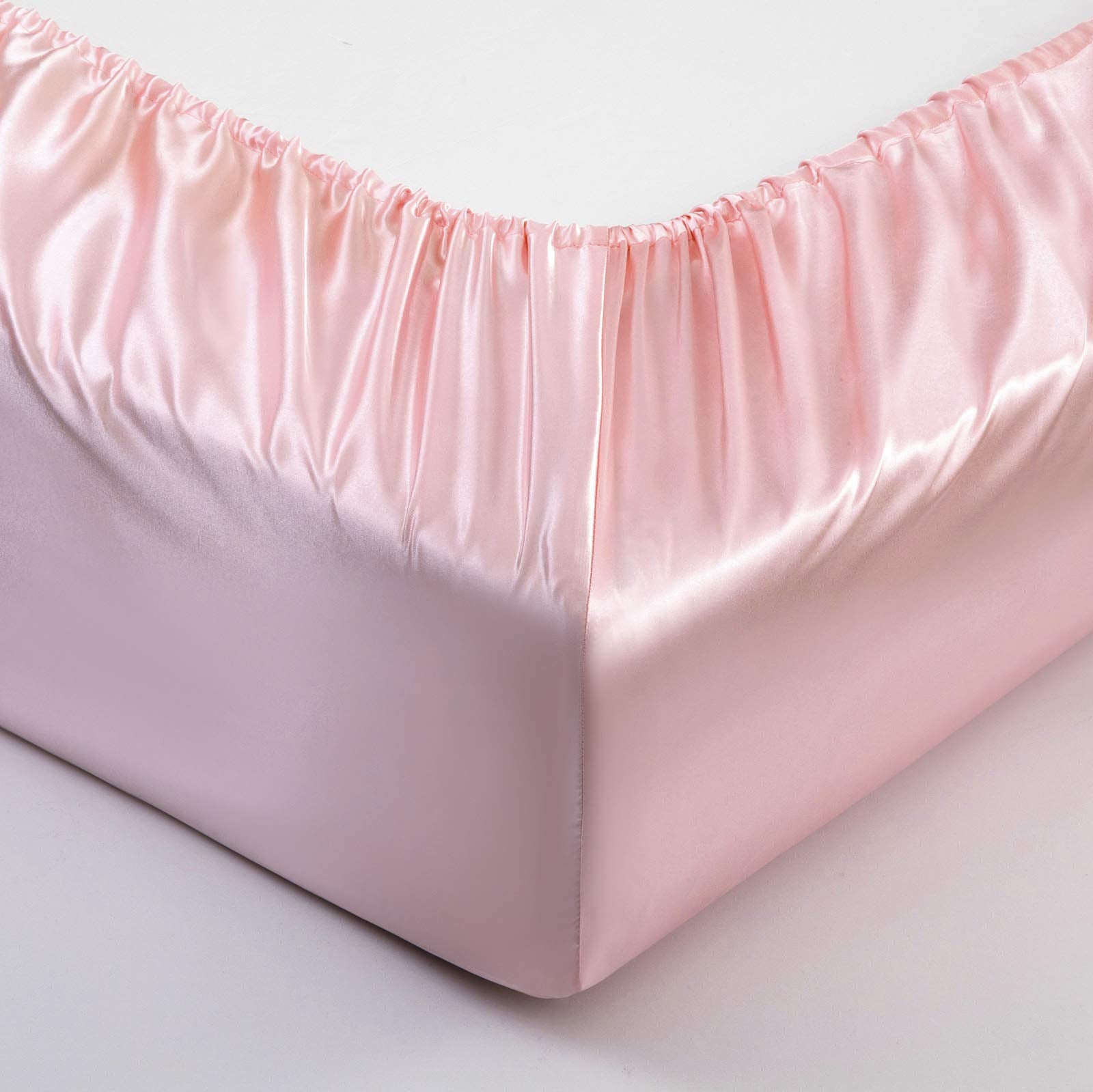 P Pothuiny Satin Fitted Sheet, Silky King Fitted Sheet Only, Blush Pink Fitted Sheet Ultra Soft Deep Pocket Bottom Bed Sheets Si