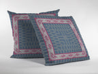 HomeRoots 18' Pink Blue Nest Ornate Frame Suede Throw Pillow