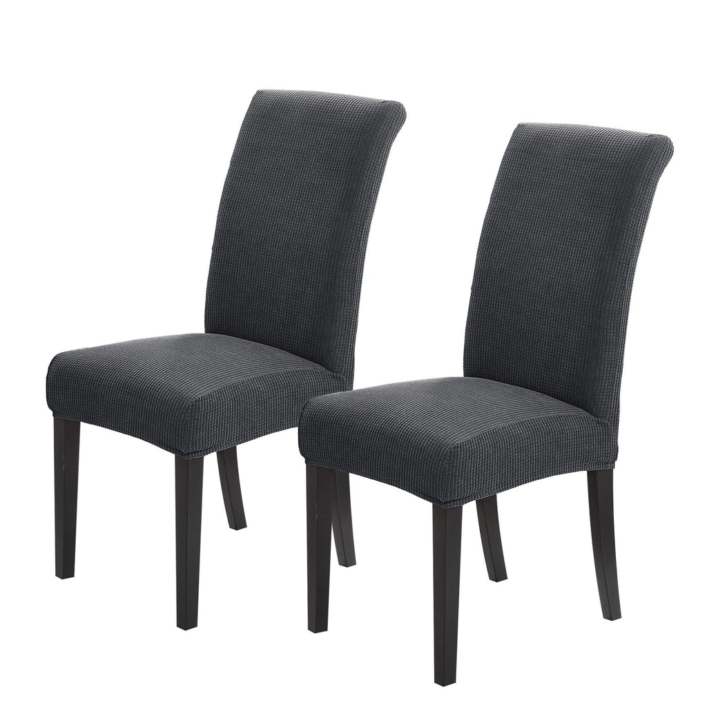 Joccun Chair Covers For Dining Room Set Of 2,Water Repellent Dining Chair Slipcover Stretch Dining Room Chair Covers Seat Protector,Washable Parsons Chair Cover For Home,Banquet(Dark Gray,2 Pack)