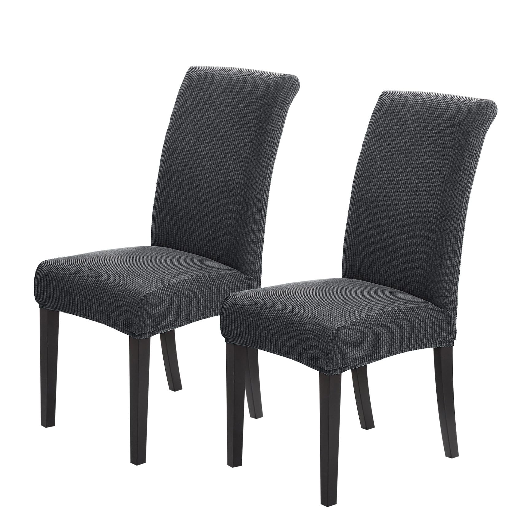 Joccun Chair Covers For Dining Room Set Of 2,Water Repellent Dining Chair Slipcover Stretch Dining Room Chair Covers Seat Protector,Washable Parsons Chair Cover For Home,Banquet(Dark Gray,2 Pack)