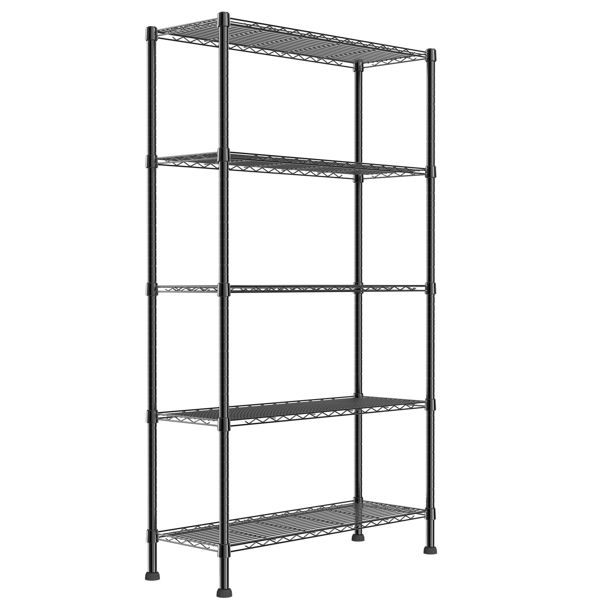 Regiller 5-Wire Shelving Metal Storage Rack Adjustable Shelves,Standing Storage Shelf Units For Laundry Bathroom Kitchen Pantry Closet(Black,14.1' D X 36.1' W X 71.5' H)