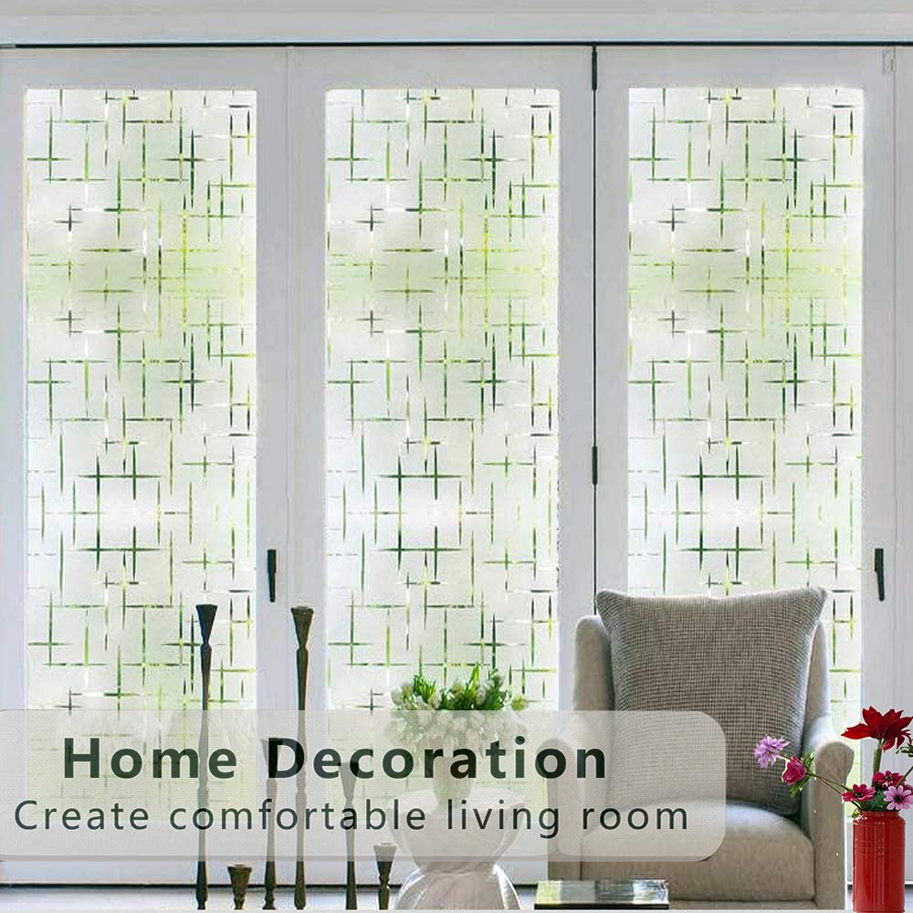 Finnez Frosted Window Film Non-Adhesive, Frosting Privacy Film For Glass Windows, Self Static-Cling Decorative Window Cling For