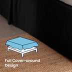 Sleep Zone Pleated Bed Skirts Queen Size, 15 Inch Tailored Drop Easy Fit Bedskirt, Anti-Static, Fade Resistant (Queen, Black)